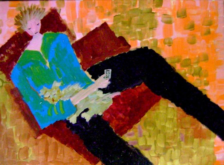 770x566 Saatchi Art Tv With Buddy Painting By Sara Morsey - Buddy Painting