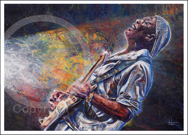 603x431 Tom Nollbuddy Guy, Chicago Blues Legend. Art That Rocks Bytom Noll - Buddy Painting
