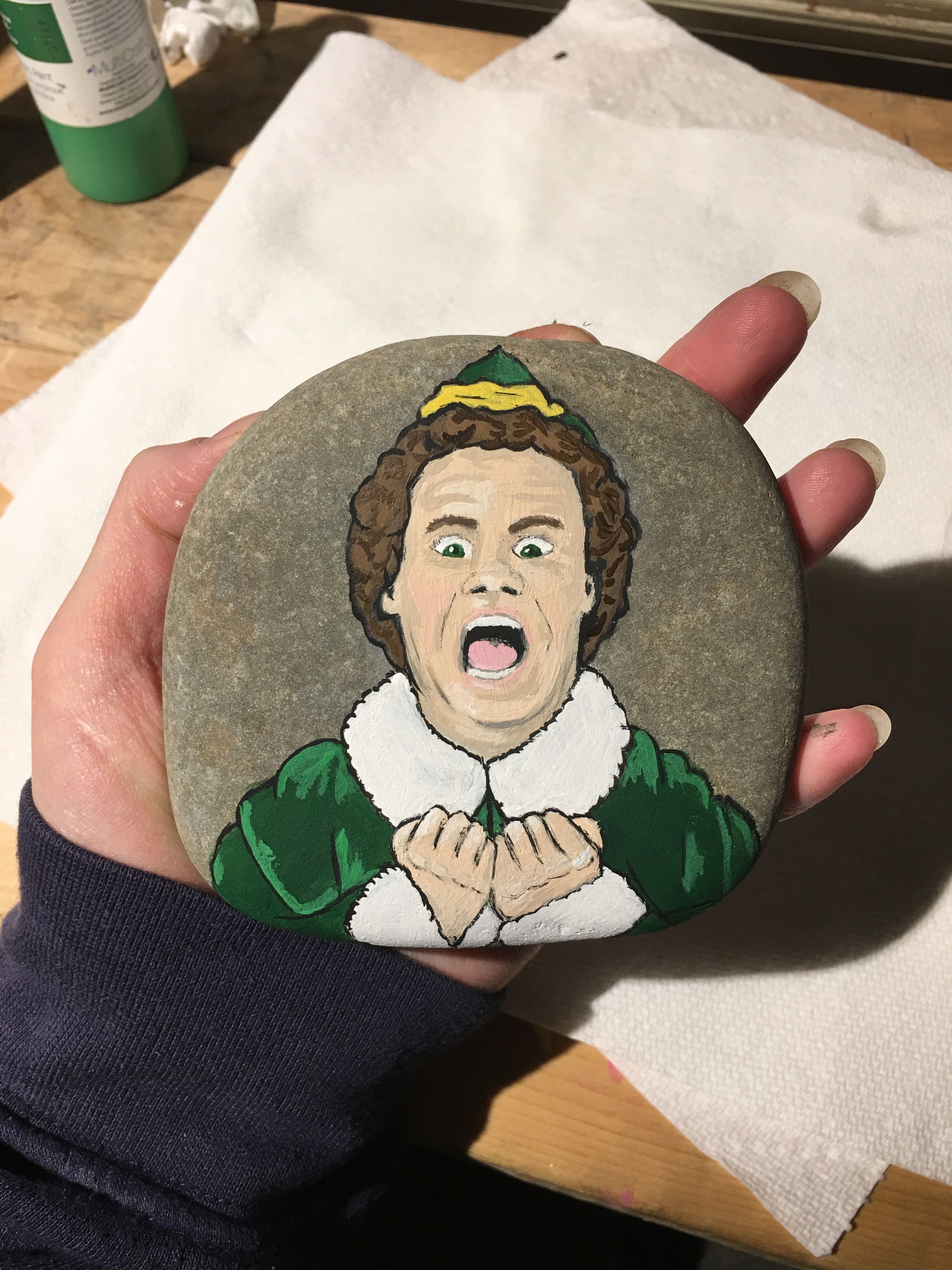 3024x4032 Elf Movie Art Buddy The Elf Rock Painting Faces Painted On Rock - Buddy The Elf Painting