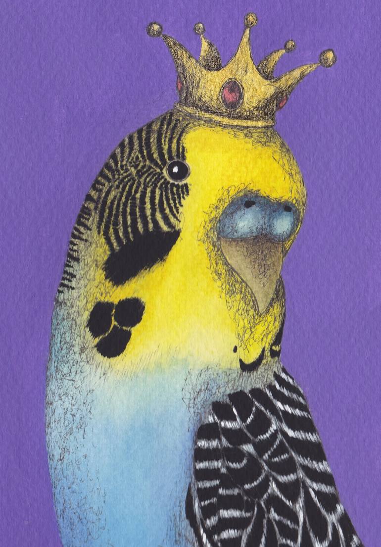 770x1105 Saatchi Art King Budgie Painting By Sarah Keenan - Budgie Painting