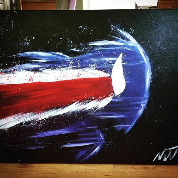 570x570 Buffalo Bills Nfl Abstract Painting 11x14 Pegullaville Man - Buffalo Bills Painting