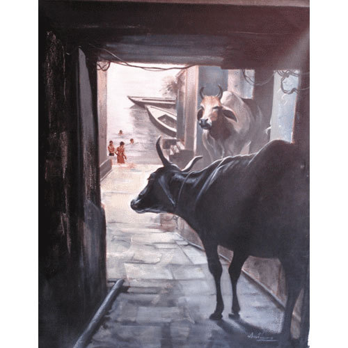 500x500 Buffalo Street Mixed Canvas Painting - Buffalo Canvas Painting