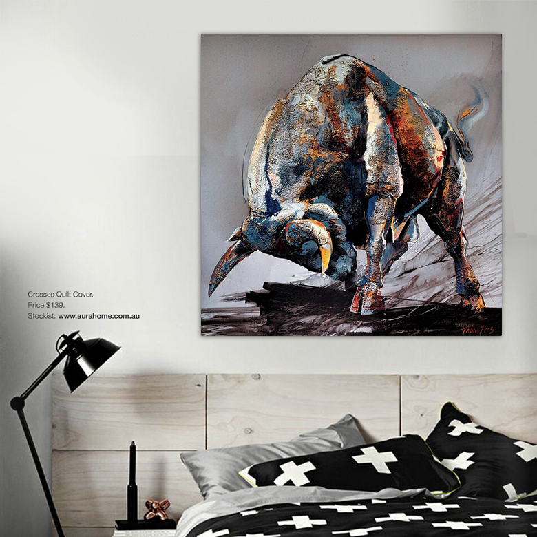 780x780 Cattle Painted Oil Painting Modern Animal Square Wall Art Canvas - Buffalo Canvas Painting