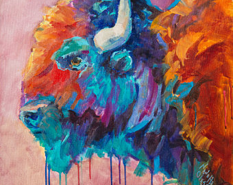 340x270 Golden Necklace Buffalo Head - Buffalo Head Painting