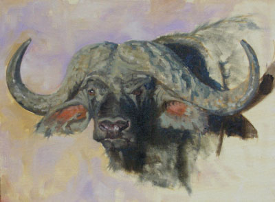 400x293 Cape Buffalo Head Study Susan Fox - Buffalo Head Painting