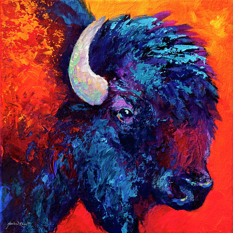 900x900 Animal Head Paintings Fine Art America - Buffalo Head Painting