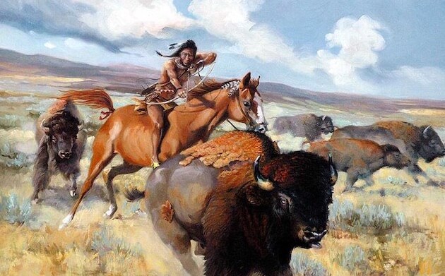 630x391 Running With The Buffalo - Buffalo Herd Painting