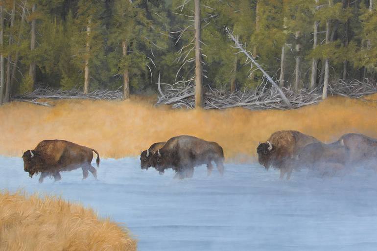 770x513 Saatchi Art Firehole River Crossing - Buffalo Herd Painting