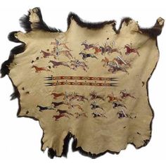236x236 Vintage Native American Hide Painting Plains Indian Hand Painted - Buffalo Hide Painting