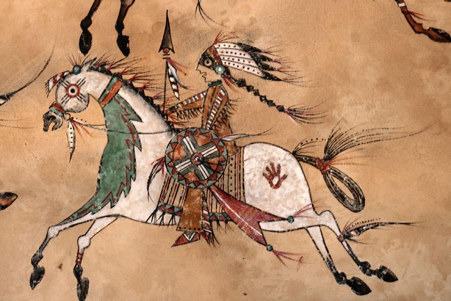 900x600 Hand Painted Hides, Caribou Hides, Painted Hides, Painted Animal - Buffalo Hide Painting