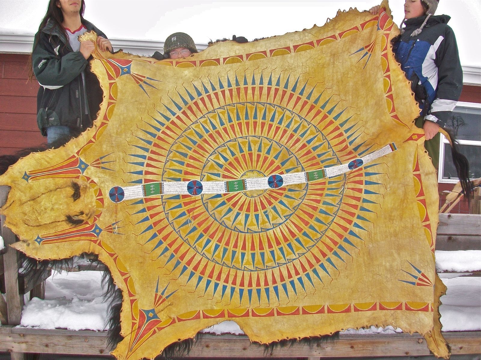 1600x1200 Winter Count Painted Buffalo Hide Buffalo - Buffalo Hide Painting