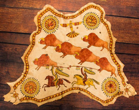 570x449 Great Site About Buffalo Hide Native American Activities - Buffalo Hide Painting