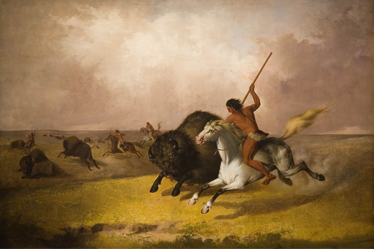 1200x801 File'Buffalo Hunt On The Southwestern Prairies', Oil On Canvas - Buffalo Hunt Painting