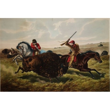 458x458 Life On The Prairie - Buffalo Hunt Painting