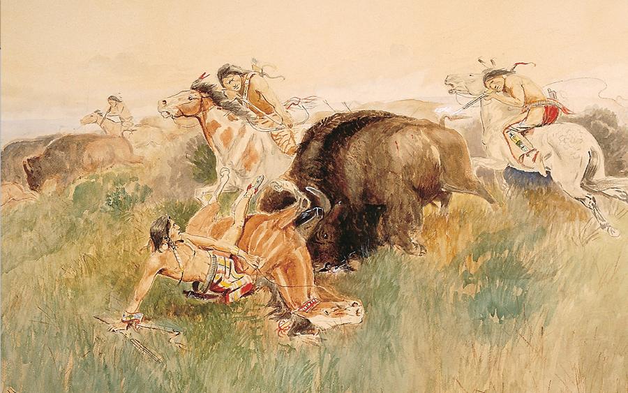 900x563 The Buffalo Hunt - Buffalo Hunt Painting