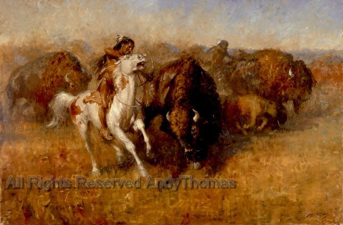 700x461 Buffalo Hunt Fine Art American Presidential Civil War - Buffalo Hunt Painting