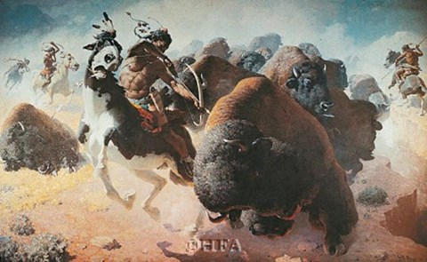 480x295 Buffalo Hunt Fine Art Print By William R. Leigh - Buffalo Hunt Painting