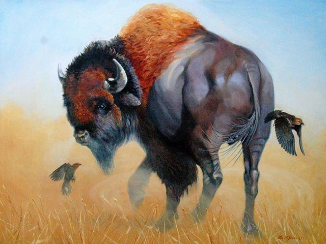 640x480 Contemporary Oil Painting Of A Buffalo By Les Lefevre The Grand - Buffalo Oil Painting