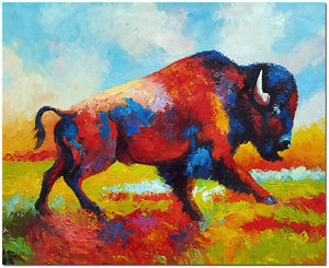 300x245 Hand Painted American Buffalo Oil Painting 24x20 - Buffalo Oil Painting
