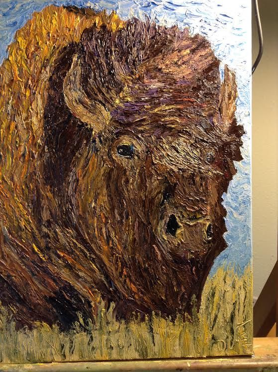559x748 Oil Painting Buffalo Head Oil Painting Oil - Buffalo Oil Painting