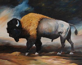 340x270 Buffalo Oil Painting Etsy - Buffalo Oil Painting