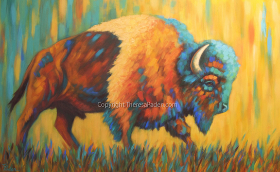 576x354 California Artwork Colorful Contemporary Western Buffalo Painting - Buffalo Painting