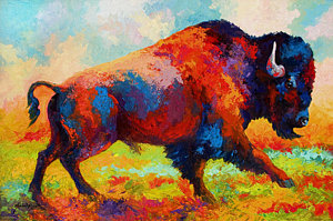 300x199 Running Buffalo Paintings Fine Art America - Buffalo Painting