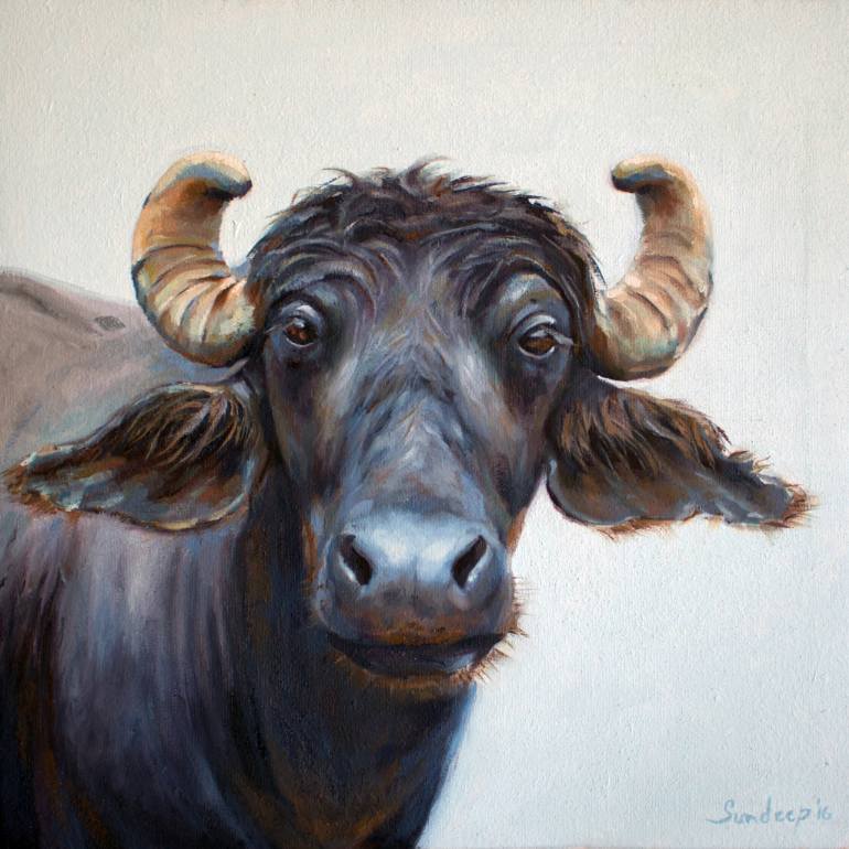 770x770 Saatchi Art Buffalo Painting By Sundeep Kumar - Buffalo Painting