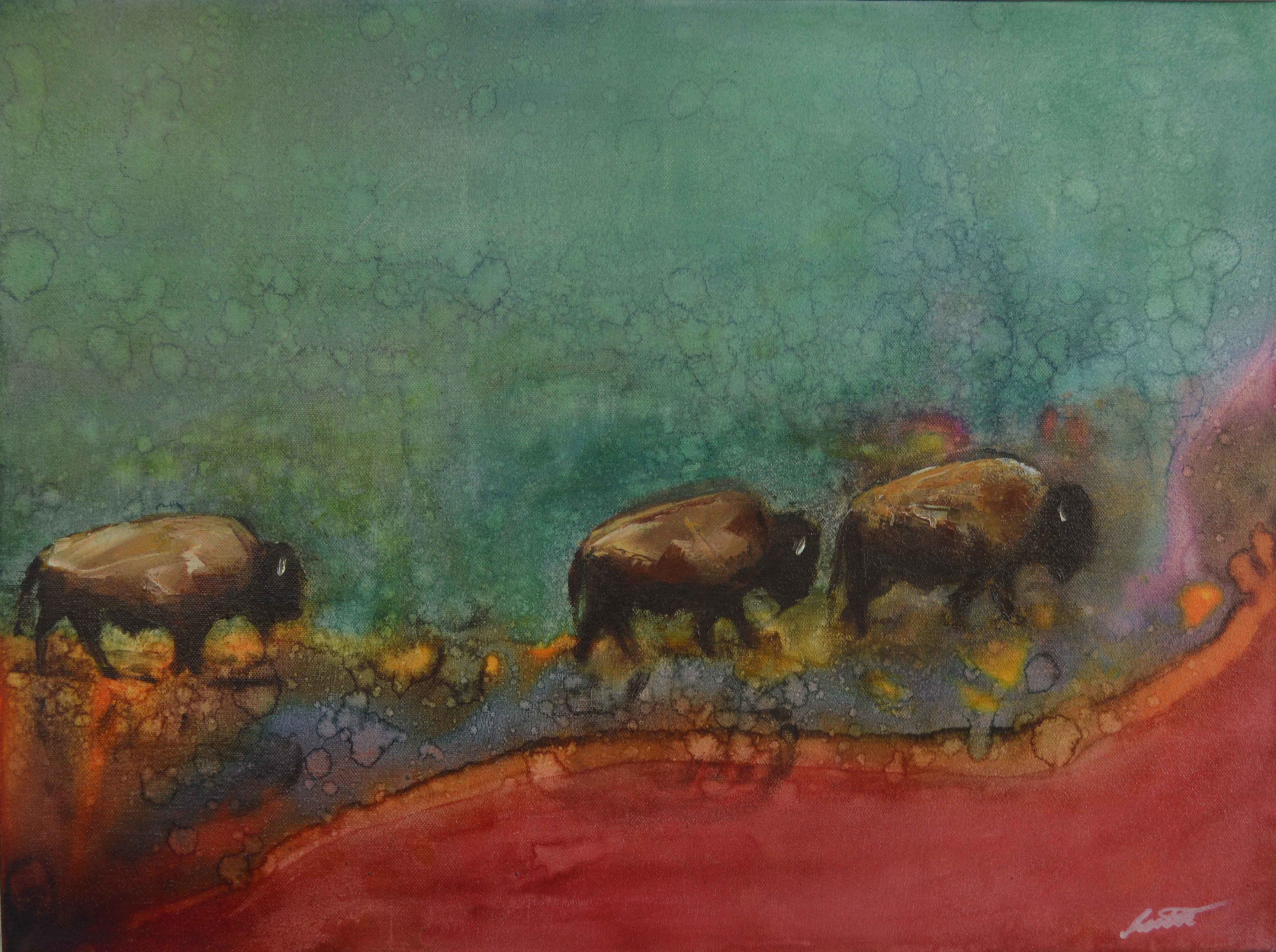 3431x2560 The Long Way Home - Buffalo Painting