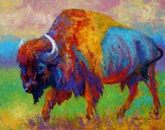 236x186 Colorful Buffalo Painting - Buffalo Painting