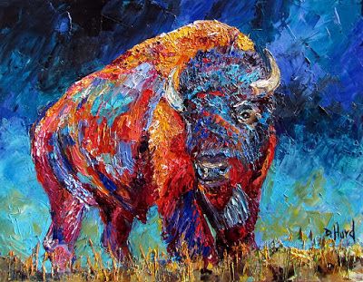 400x311 Daily Painters Abstract Gallery American Bison Paintings Buffalo - Buffalo Painting Abstract