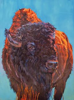 239x320 Daily Painters Abstract Gallery Colorful Contemporary Wildlife - Buffalo Painting Abstract