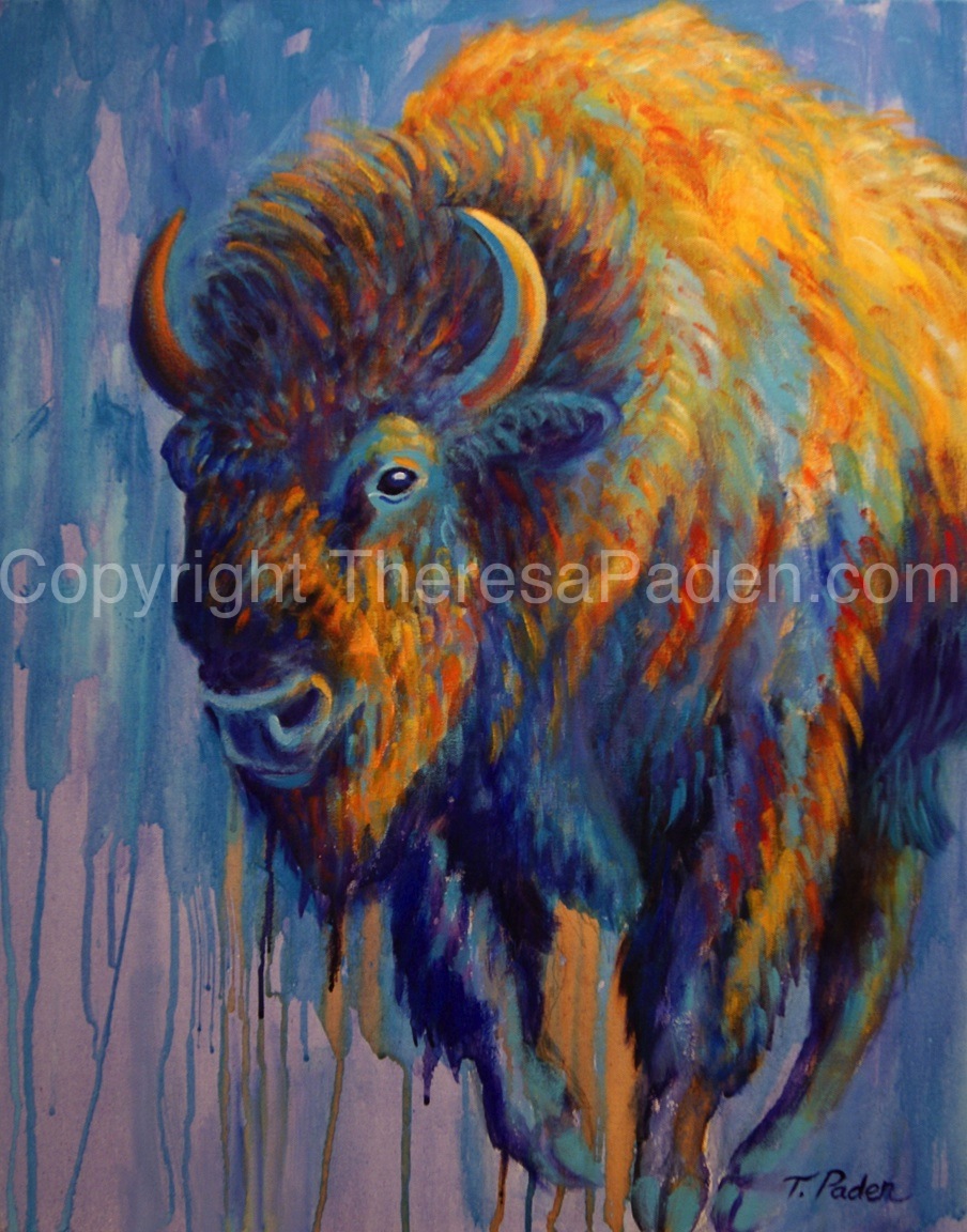 904x1152 Paintings By Theresa Paden Abstract Southwestern Bison - Buffalo Painting Abstract