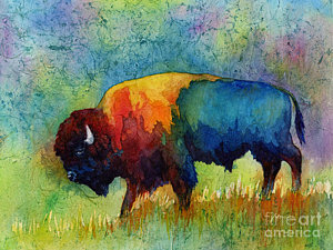300x225 Abstract Wildlife Art Fine Art America - Buffalo Painting Abstract