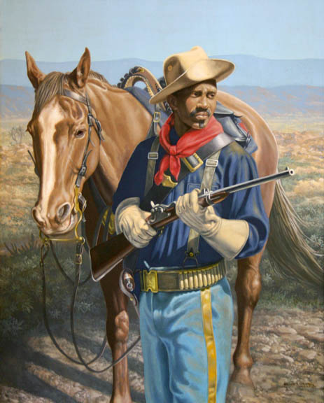 463x576 Buffalo Soldier With Horse Paintings R. Michelson Galleries - Buffalo Soldier Painting