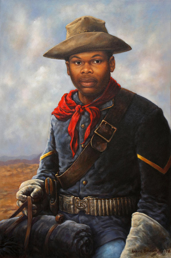 597x900 American Buffalo Soldier Painting By Harvie Brown - Buffalo Soldier Painting