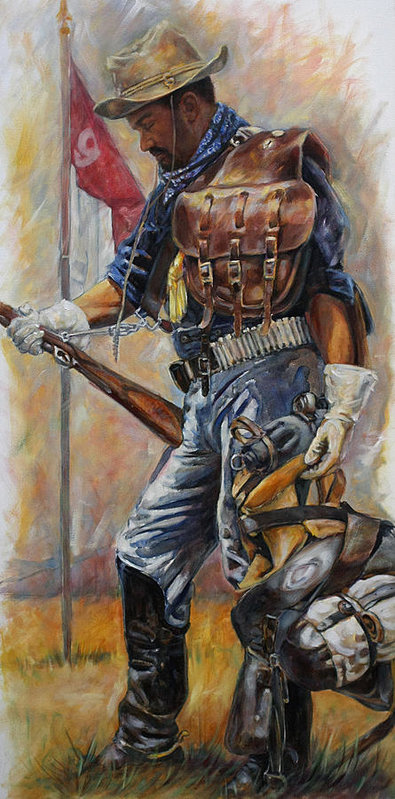 395x799 Buffalo Soldier Outfitted Art Print By Harvie Brown - Buffalo Soldier Painting