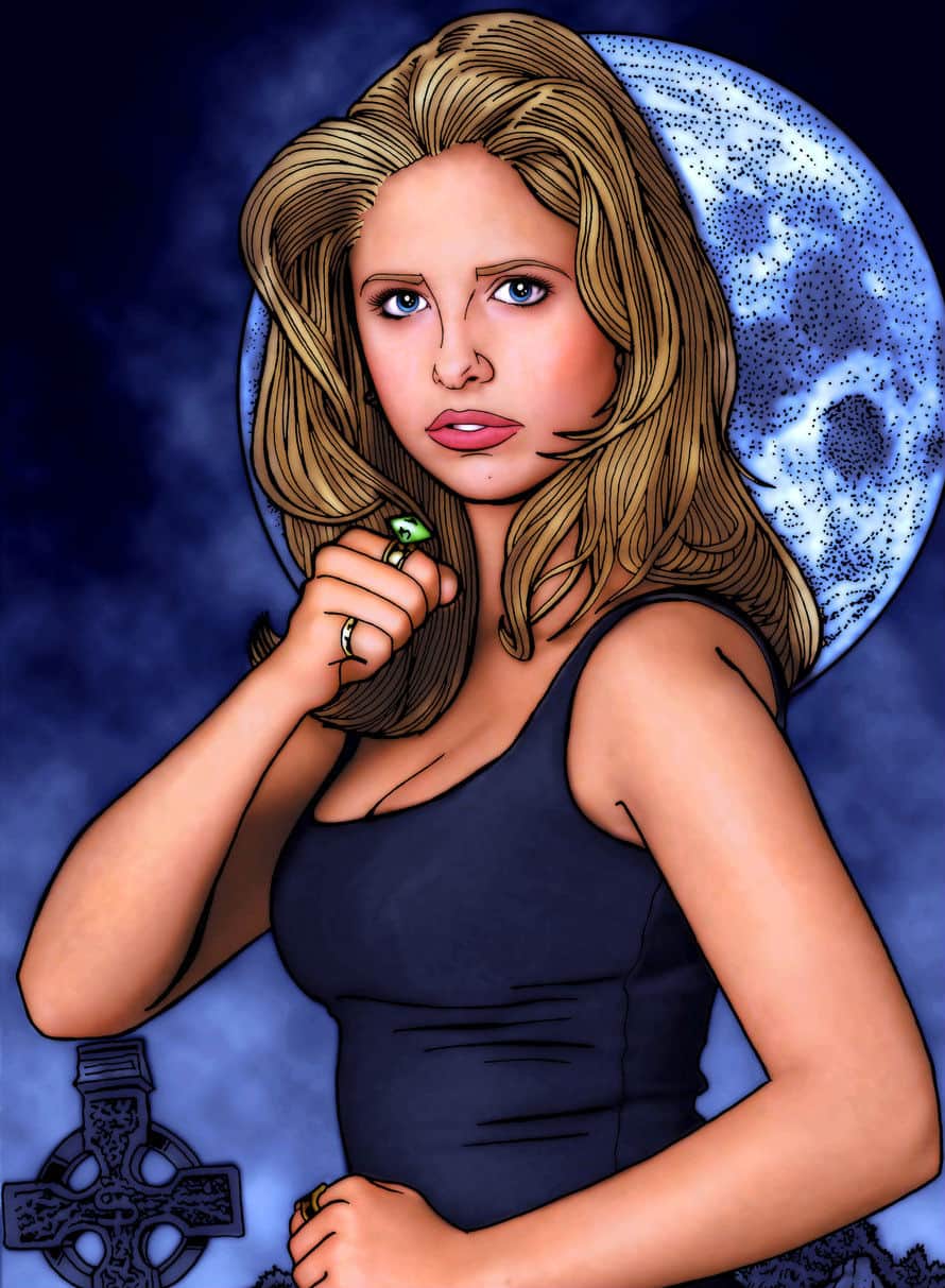 890x1213 Colored And Inked Line Art By Garrett Gilchrist - Buffy Painting