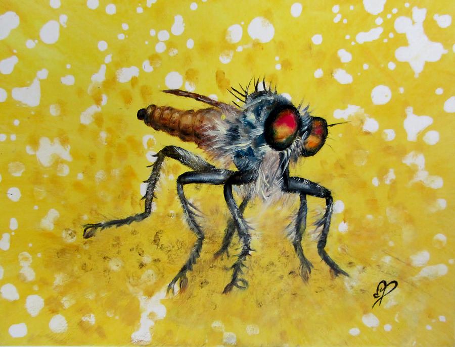 900x688 Robber Fly Oil Painting On Canvas Animal Insect Bug Bugs Art - Bug Painting