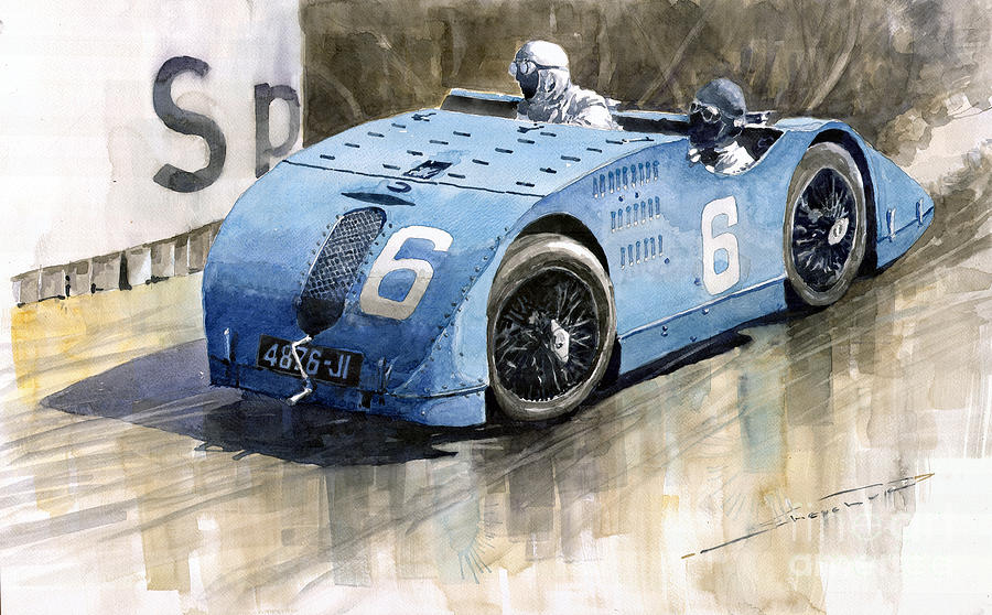 900x558 Bugatti Type 32 Tank 1923 French Gp Painting By Yuriy Shevchuk - Bugatti Painting