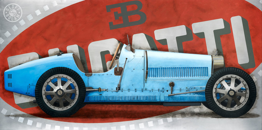 1000x498 Bugatti Type 35 Painting Geoff Bolam - Bugatti Painting