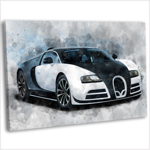 300x300 Bugatti Veyron Canvas Print Framed Abstract Watercolour Painting - Bugatti Painting