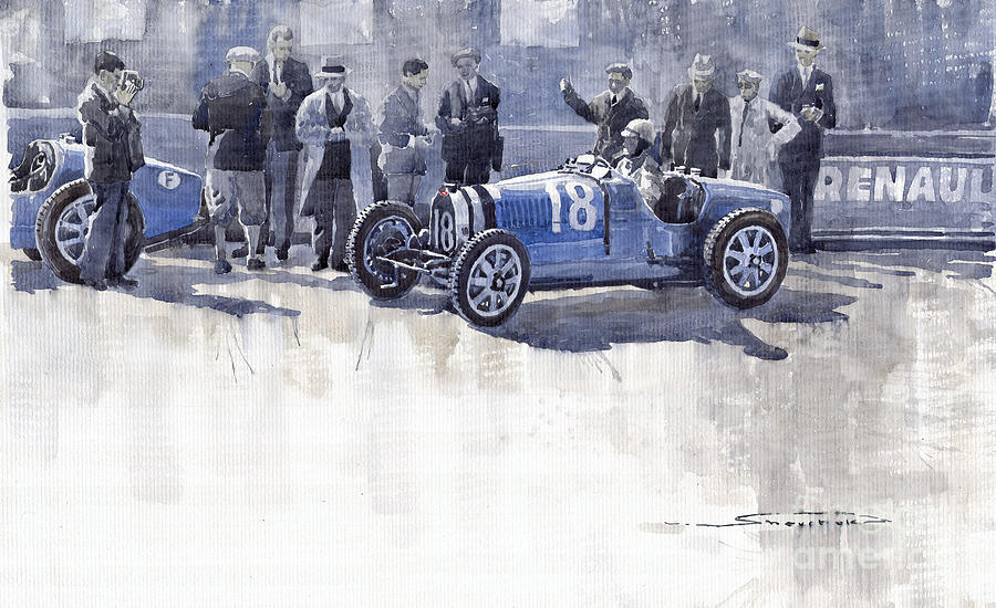 900x550 Bugatti 35c Monaco Gp 1930 Louis Chiron Painting By Yuriy Shevchuk - Bugatti Painting