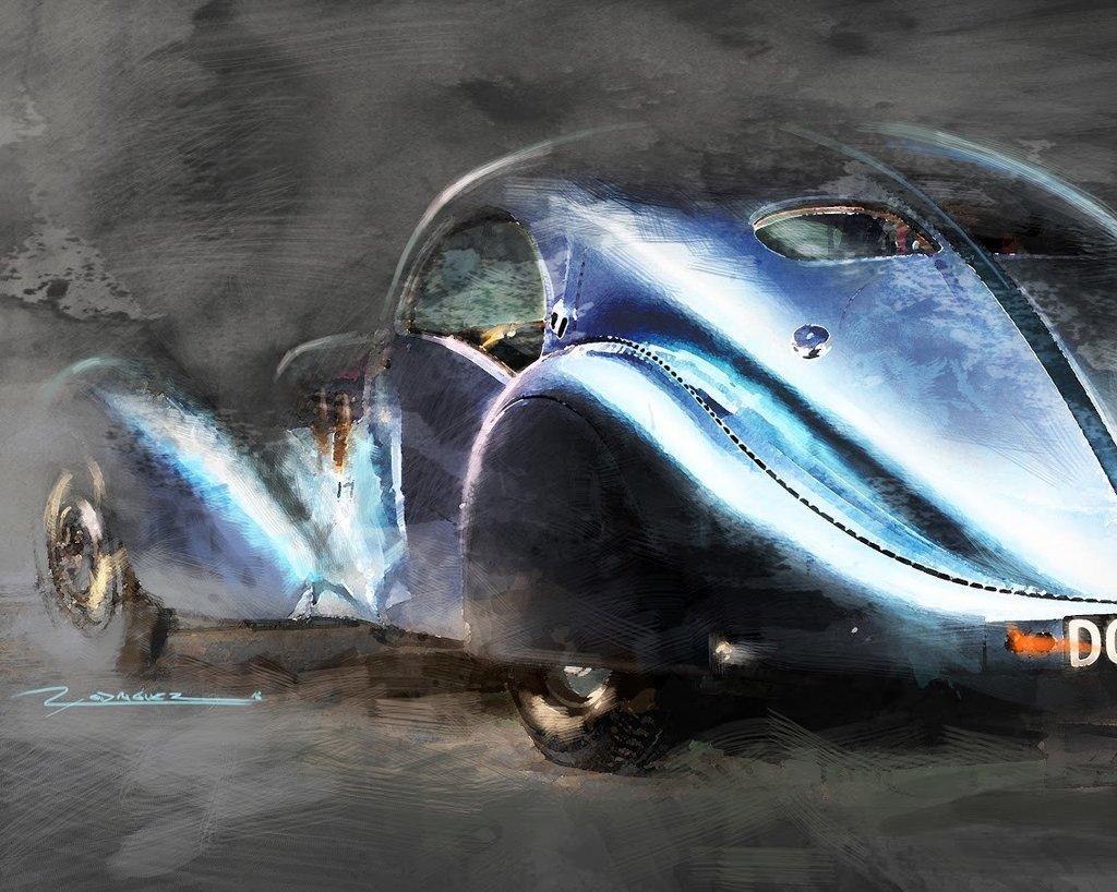 1024x818 Bugatti Atlantic 20 X 16 Limited Edition Art By Randy Rodriguez - Bugatti Painting