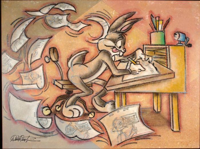 700x522 Dick Duerrstein Bugs Bunny Animation Original Painting - Bugs Bunny Painting