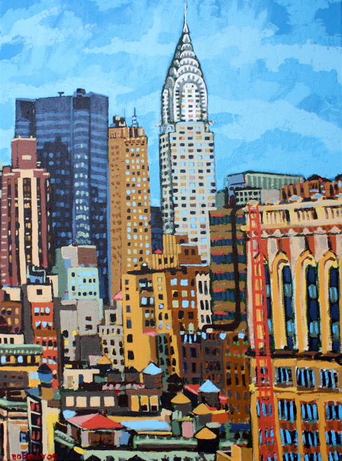 500x673 Painting Of Chrysler Building Borbay - Building Painting
