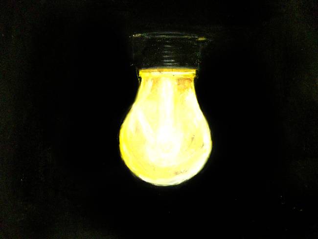 650x488 Light Bulb Oil Painting By Masaad Amoodi - Bulb Painting