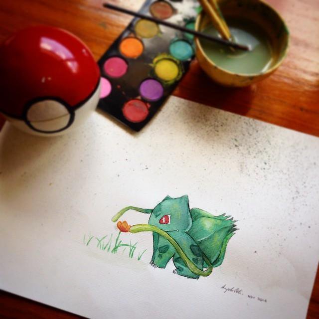 640x640 Playpokemon On Twitter Bulbasaur Painting Finished! - Bulbasaur Painting