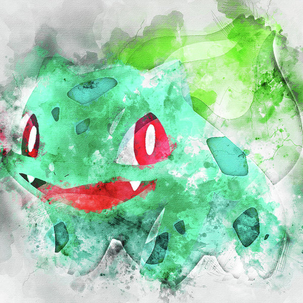 600x600 Pokemon Bulbasaur Abstract Portrait - Bulbasaur Painting