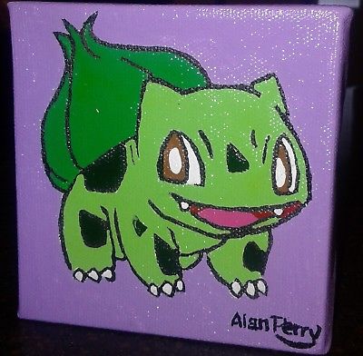 400x392 Bulbasaur, Character, 4x4 Block Original Acrylic - Bulbasaur Painting